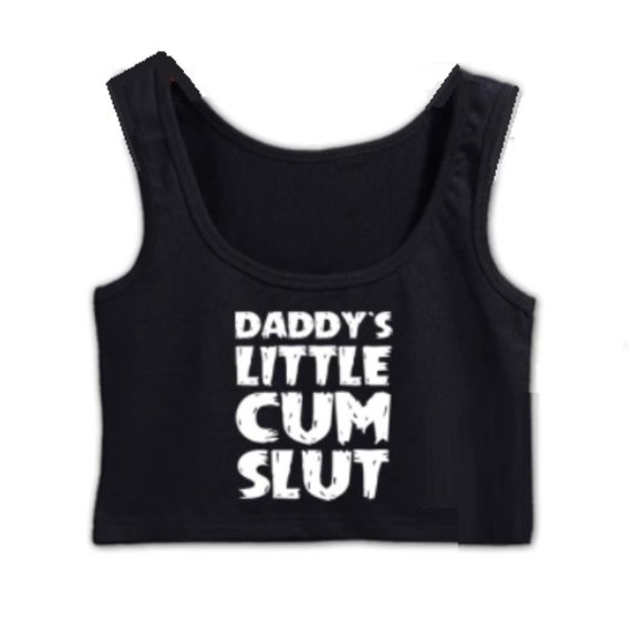 DADDY'S LITTLE CUM SLUT crop tank top - Picture 1 of 2